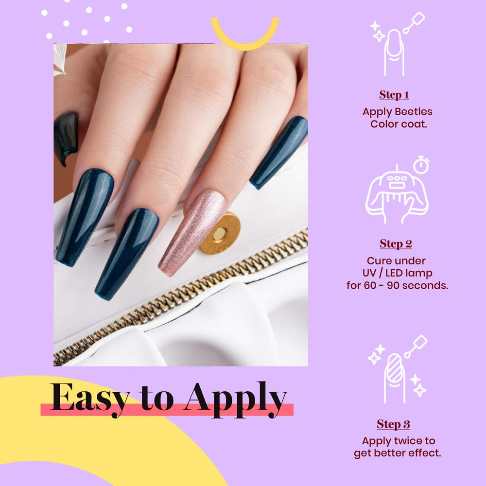 Beetles vernis gel bleu sarcelle foncé, fini lumineux et professionnel.