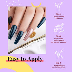 Beetles vernis gel bleu sarcelle foncé, fini lumineux et professionnel.