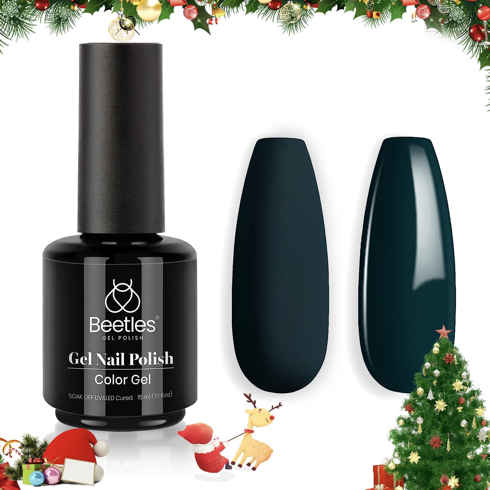 Beetles vernis gel bleu sarcelle foncé, épargne les éclats et les retouches faciles.