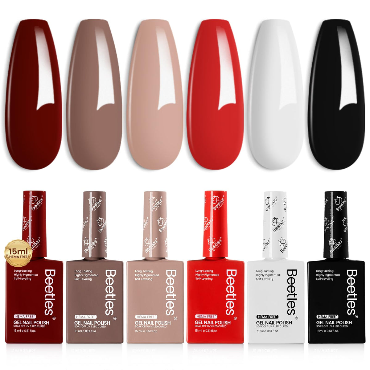 Beetles vernis gel noir, bouteille avec couleur profonde et tenue potentielle.
