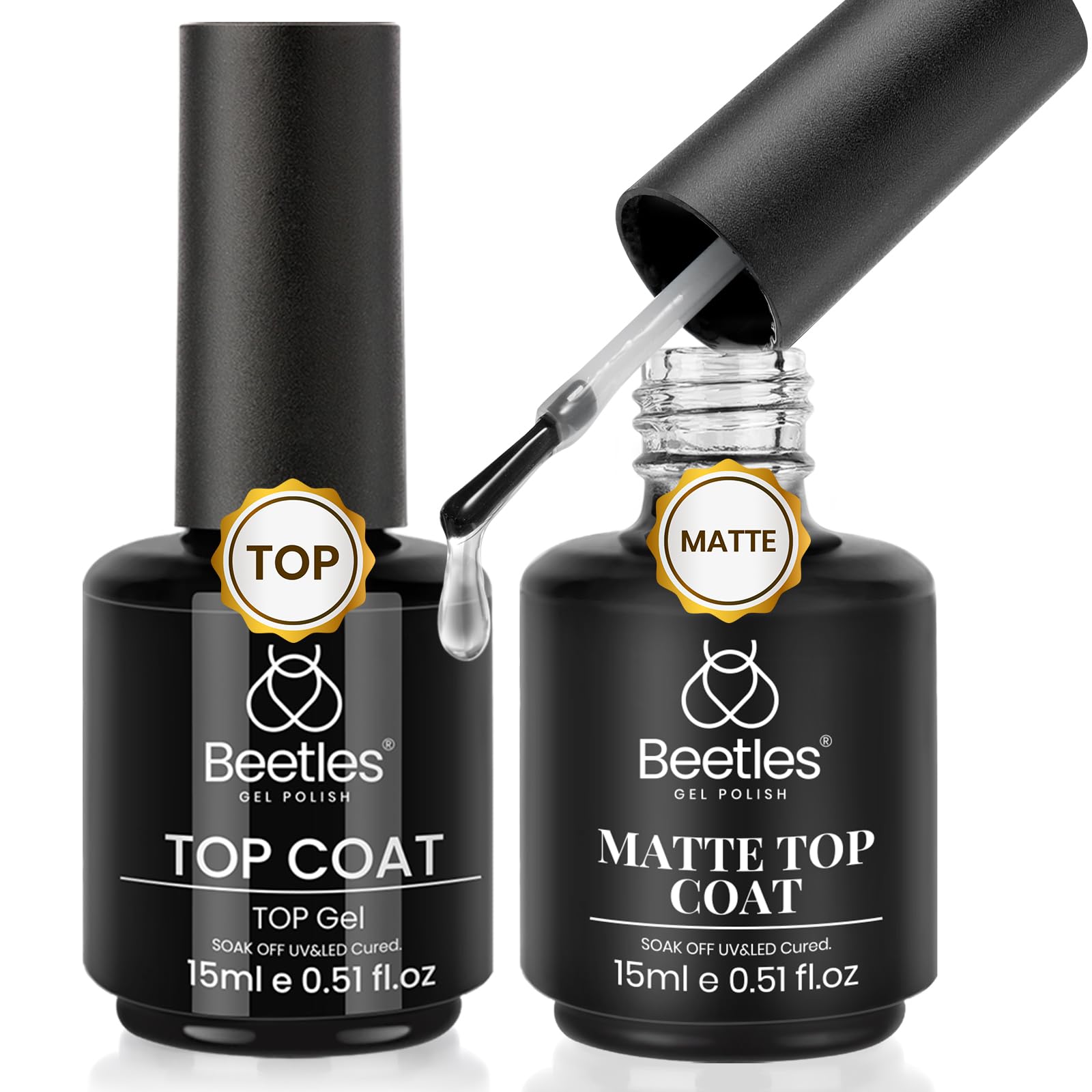 Beetles Gel Polish brillant sans essuyage pour une brillance durable sur les ongles.