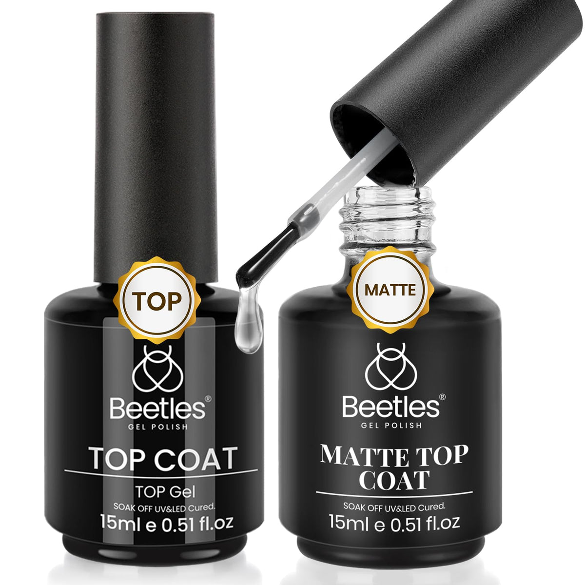 Beetles Gel Polish brillant sans essuyage pour une brillance durable sur les ongles.