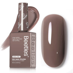 Beetles Vernis Gel brun chocolat – bouteille visible, teinte douce et polyvalente pour toute occasion.