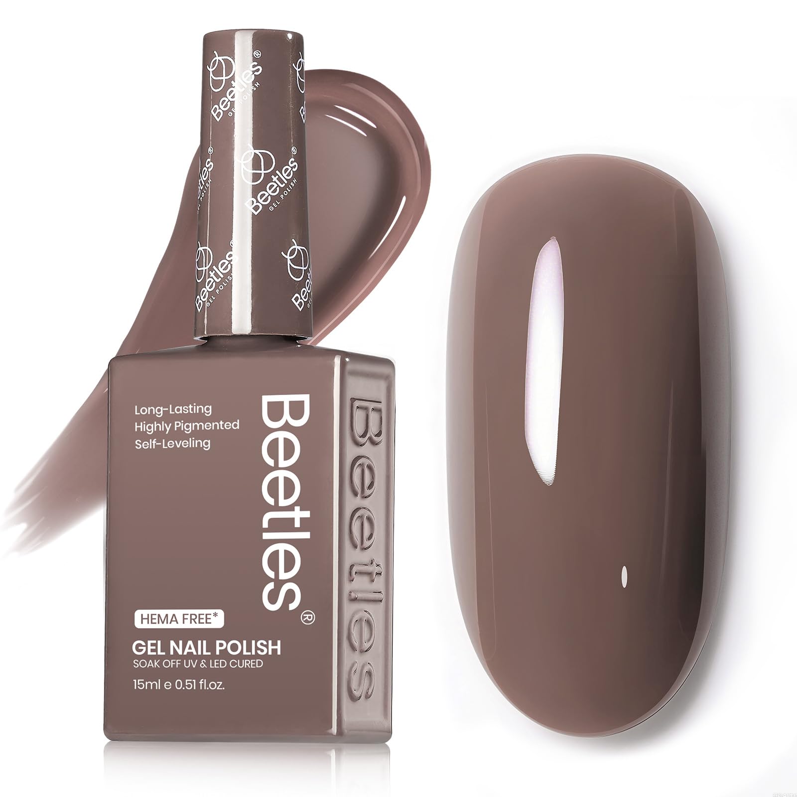 Beetles Vernis Gel brun chocolat – conditionnement pratique et sécurité pour ongles sensibles.