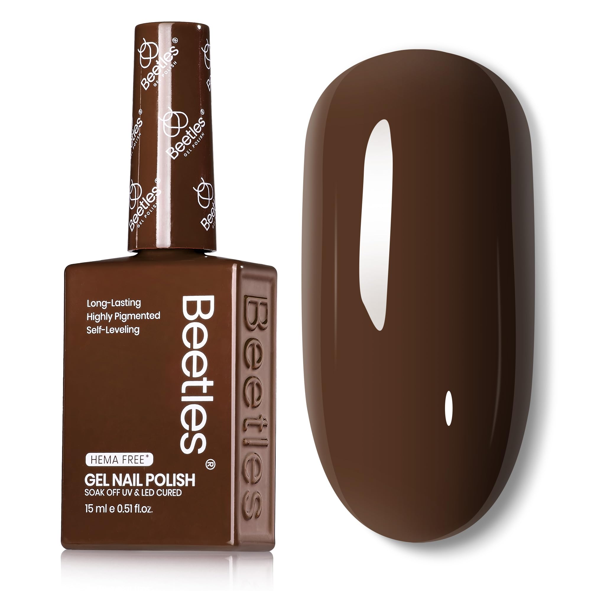 Beetles Gel Polish brun foncé 15ml, rendu brillant durable pour manucure.