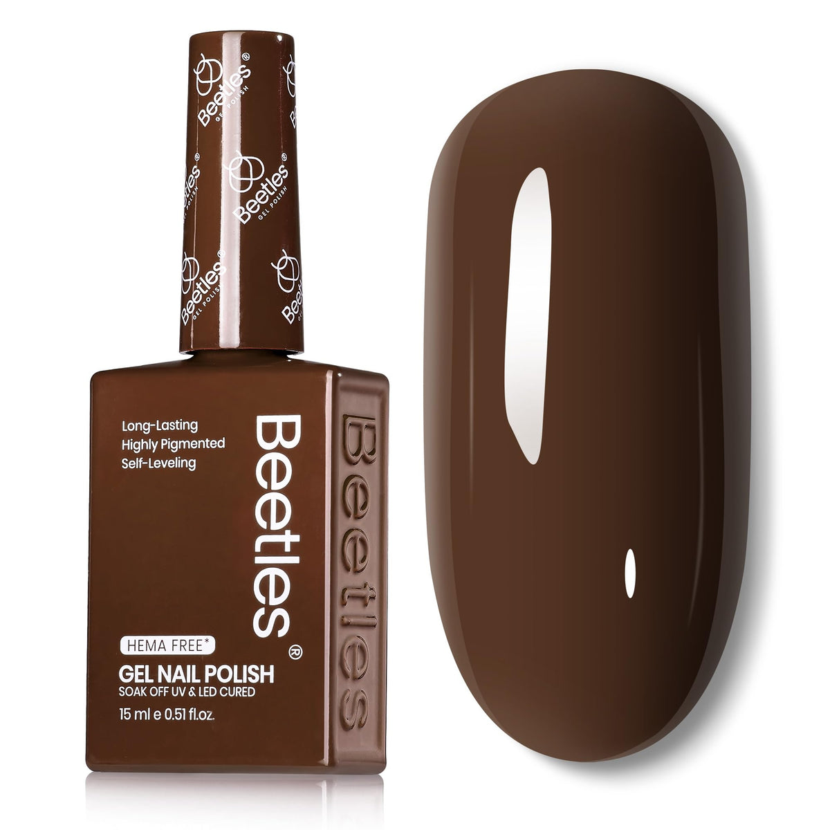Beetles Gel Polish brun foncé 15ml, rendu brillant durable pour manucure.