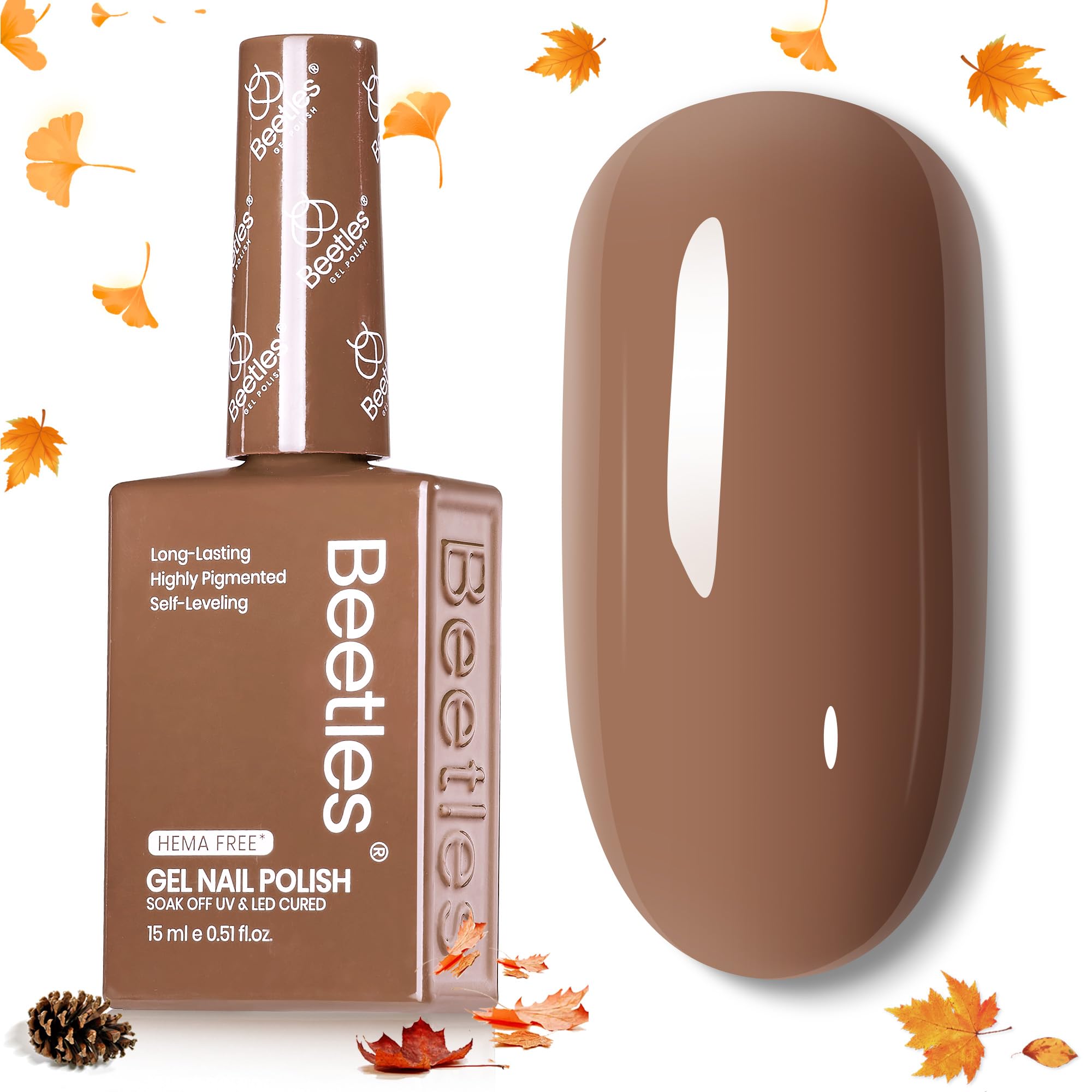 Beetles Gel Polish brun — visualisation claire de la teinte sur l’étui.