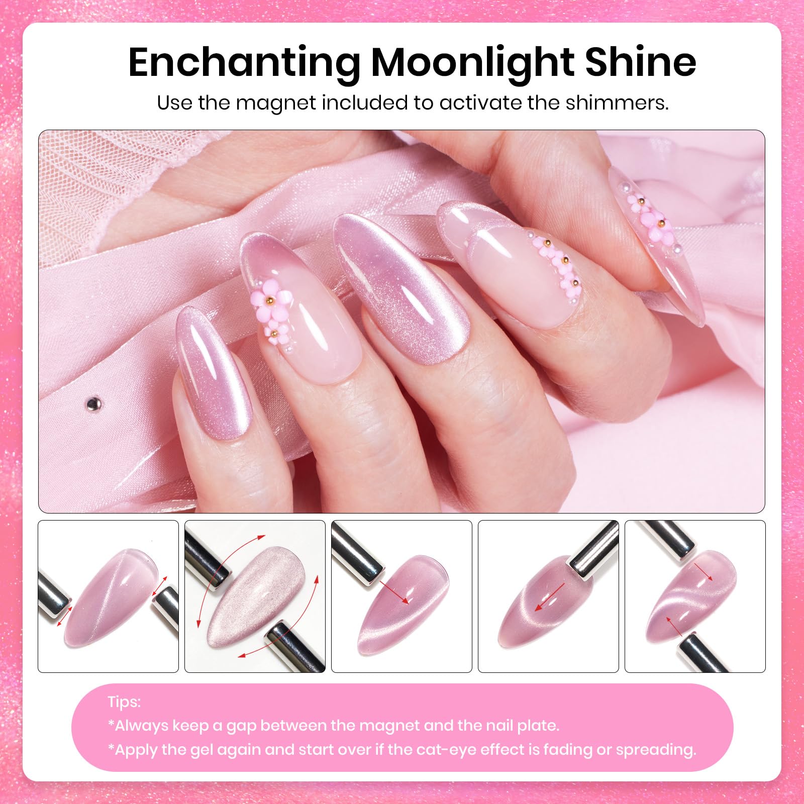 Beetles Vernis Gel œil-de-chat Rose, application lisse et longue tenue.