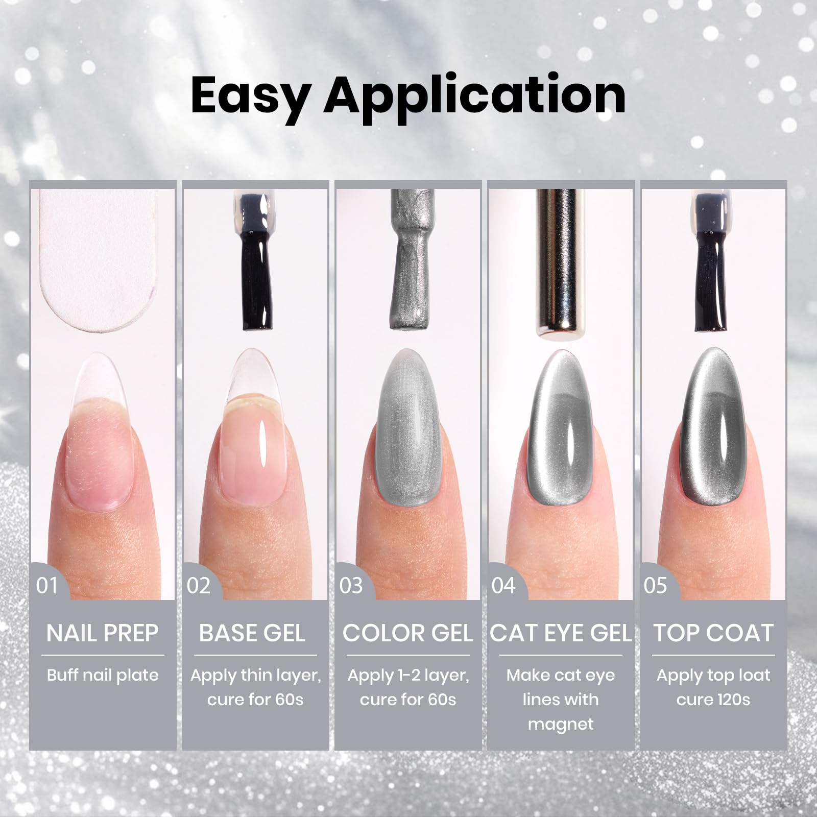Beetles vernis gel œil-de-chat, utilisation domestique sûre et simple.