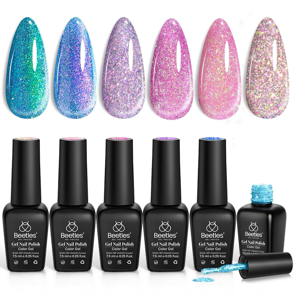 Beetles Gel Polish Chameleon avec paillettes, brillance diamant en macro