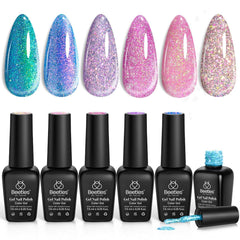 Beetles Gel Polish Chameleon avec paillettes, brillance diamant en macro