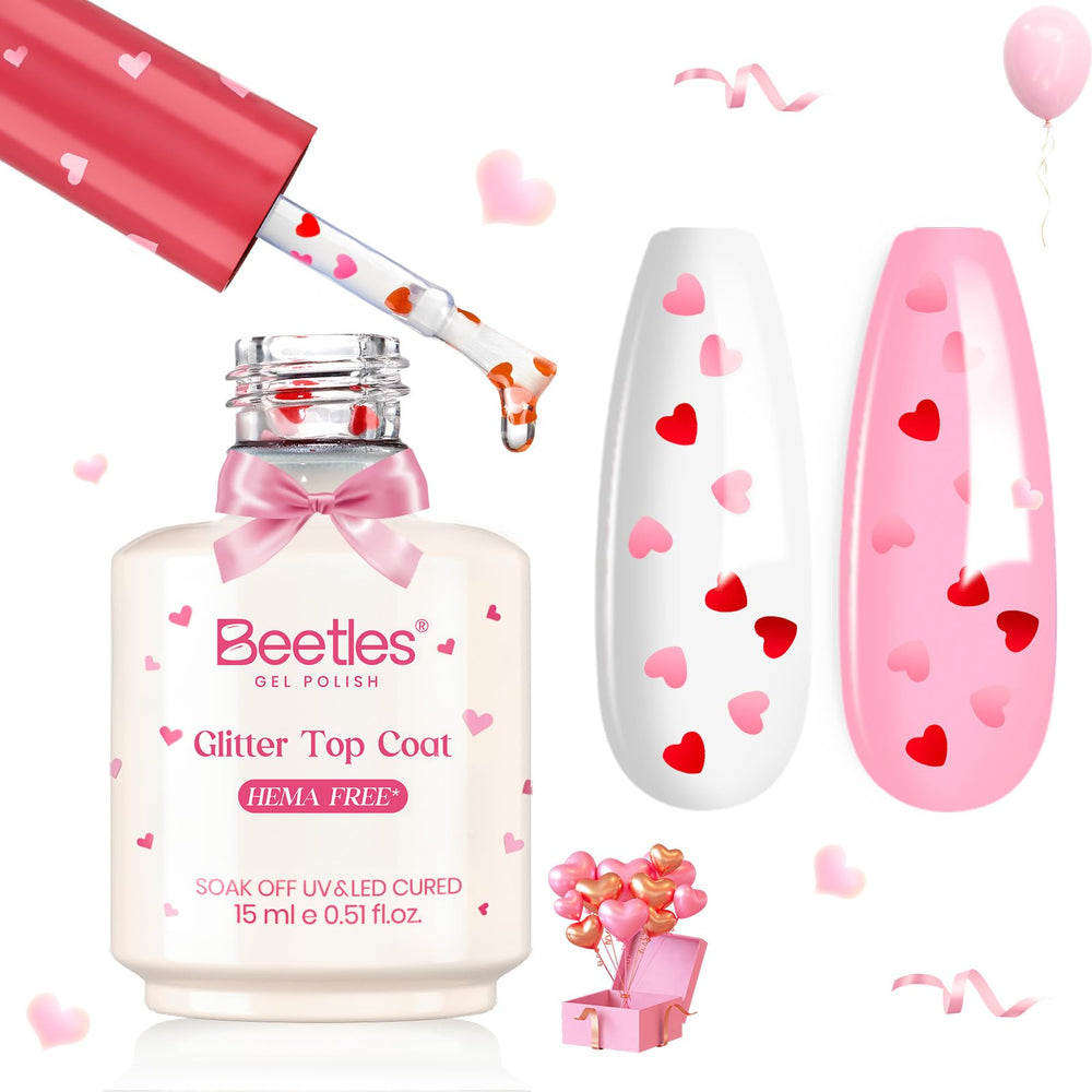 Beetles Gel Coeur : motif cœur intégré, usage facile pour ongles Saint-Valentin.