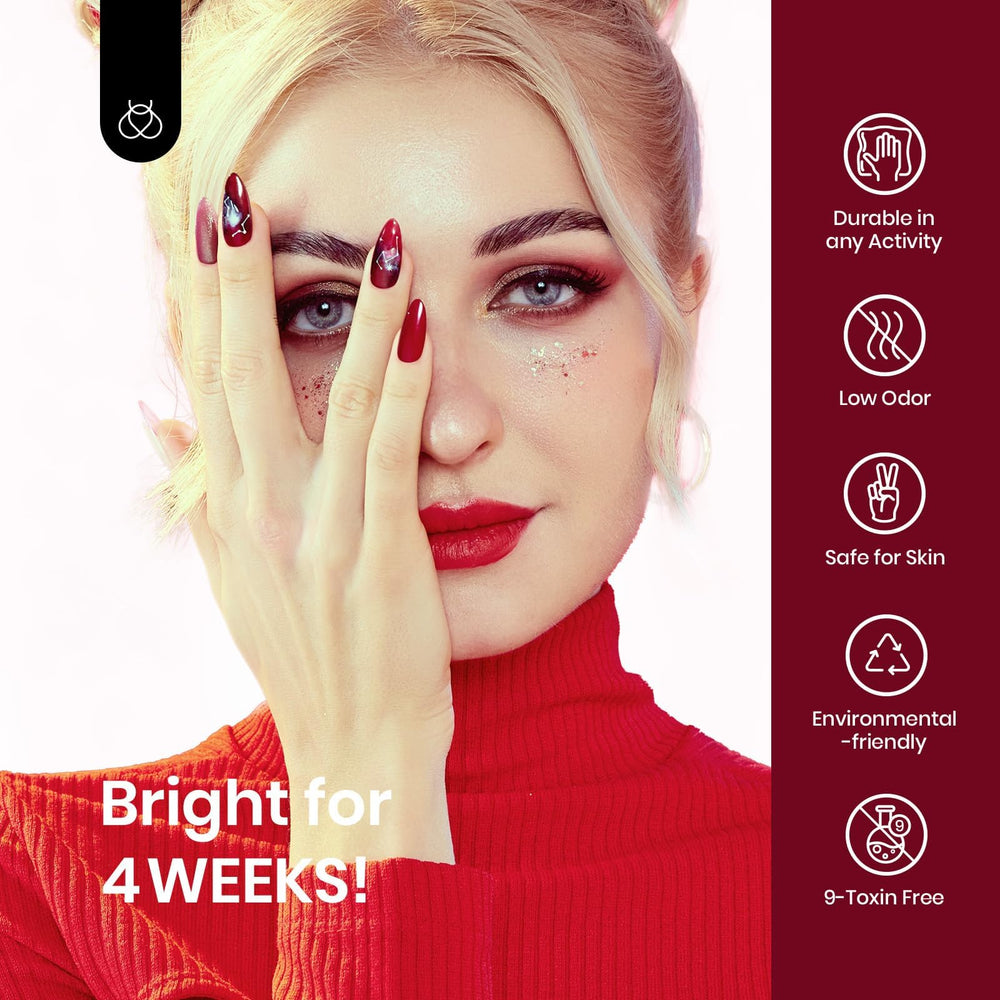 Vernis gel Beetles, effet glitter rouge, texture scintillante pour soirees