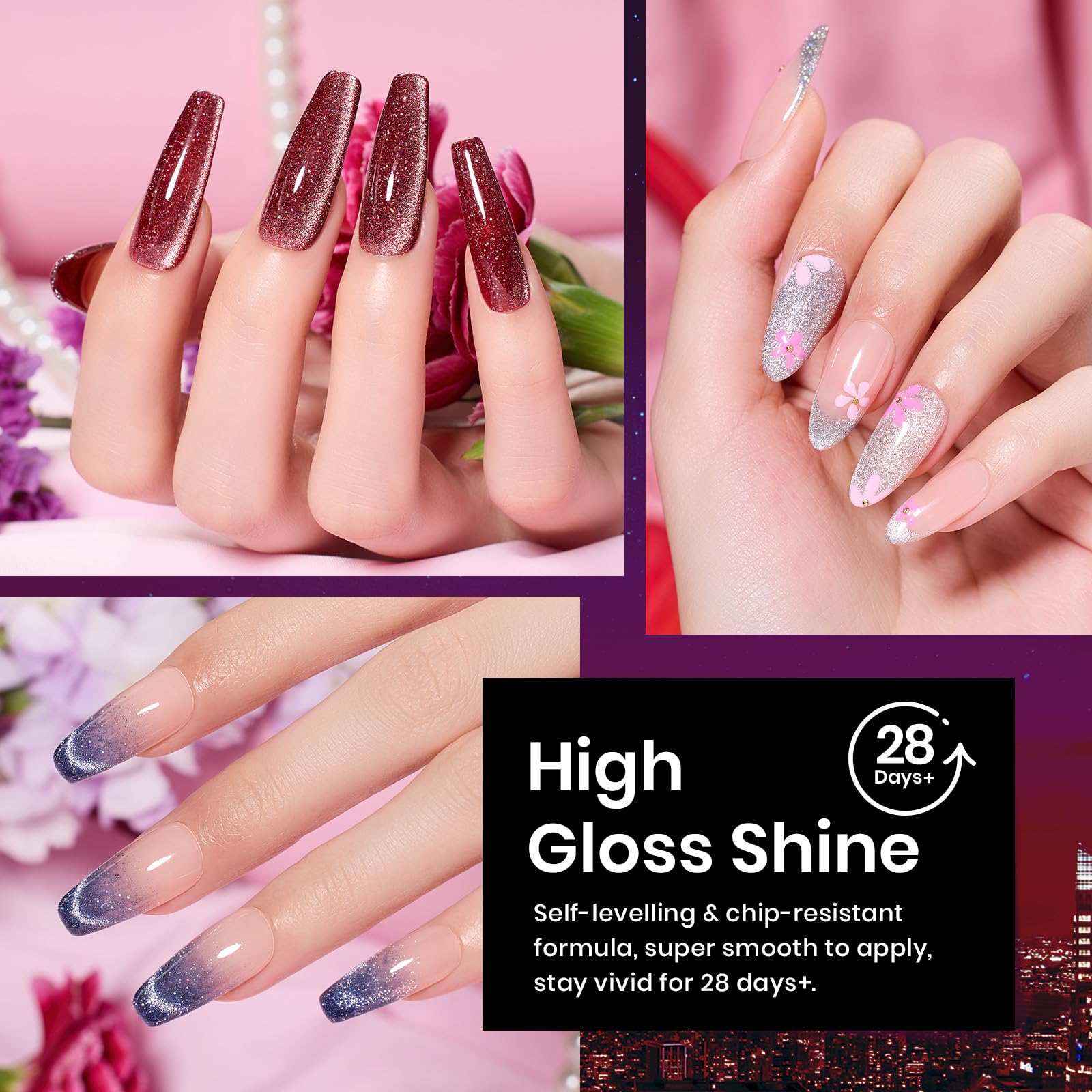 Beetles Gel œil-de-chat doré, scintillement métallique pour un look glamour.