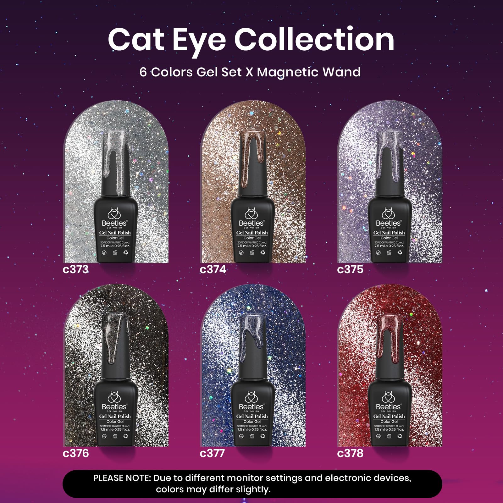 Beetles Gel œil-de-chat violet, effet miroir brillant pour une touche salon à domicile.