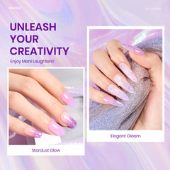 Beetles Gel Polish Violet avec effet perle et paillettes pour un fini scintillant.