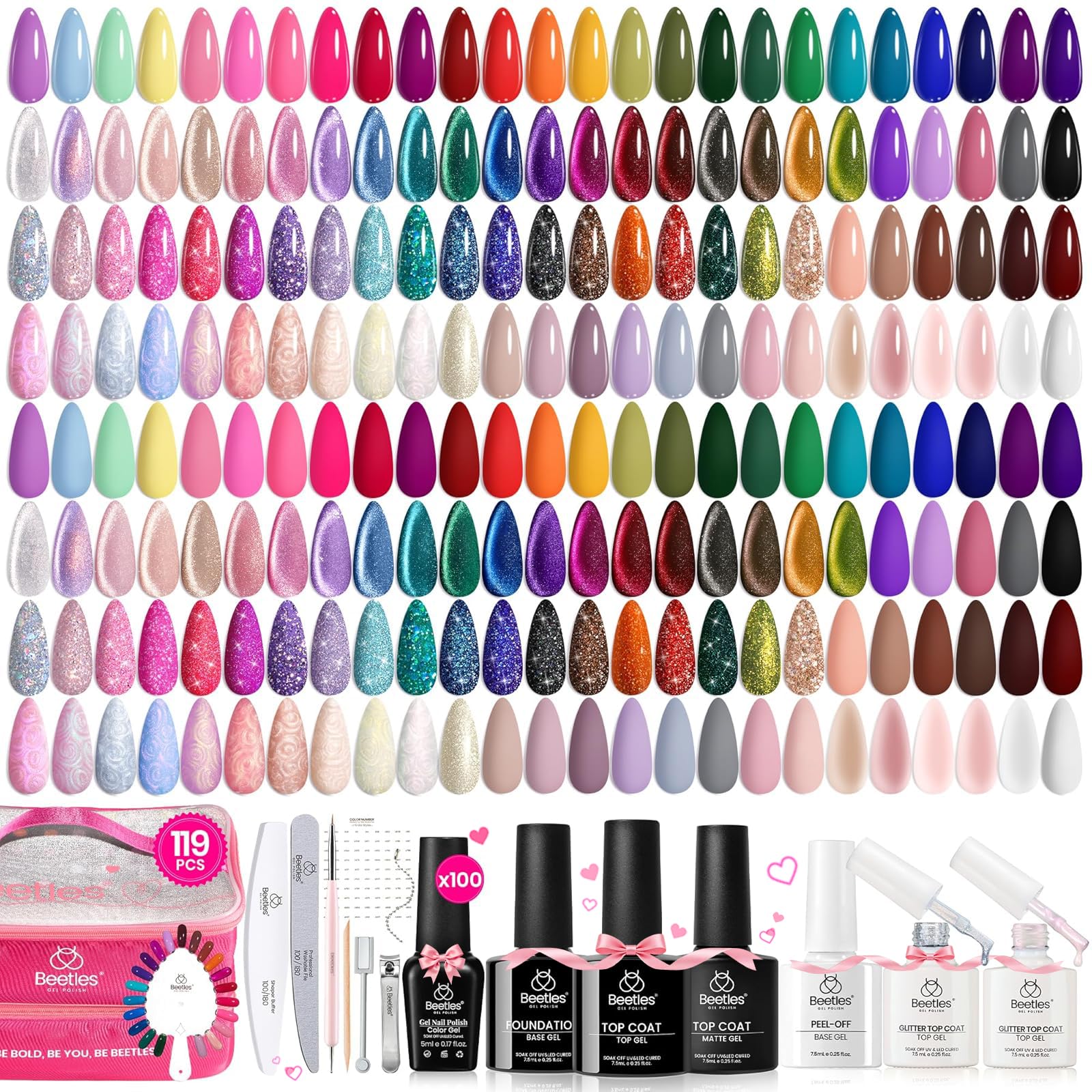 Beetles Gel Polish ensemble de 100 couleurs pour toutes les saisons et brillance longue durée