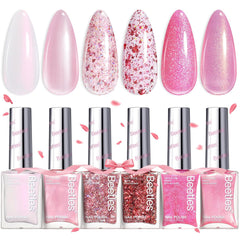 Beetles Vernis Gel ensemble six couleurs paillettes, idéal pour des looks variés.