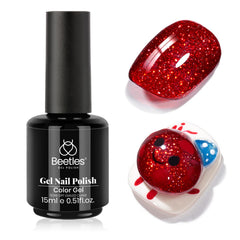 Vernis gel Beetles etincelant rouge vin en flacon pour une teinte glamour durable
