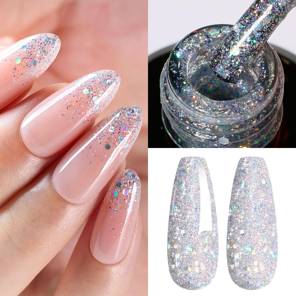 Beetles Gel Glitter Argent Chrome : brillance durable sur les ongles