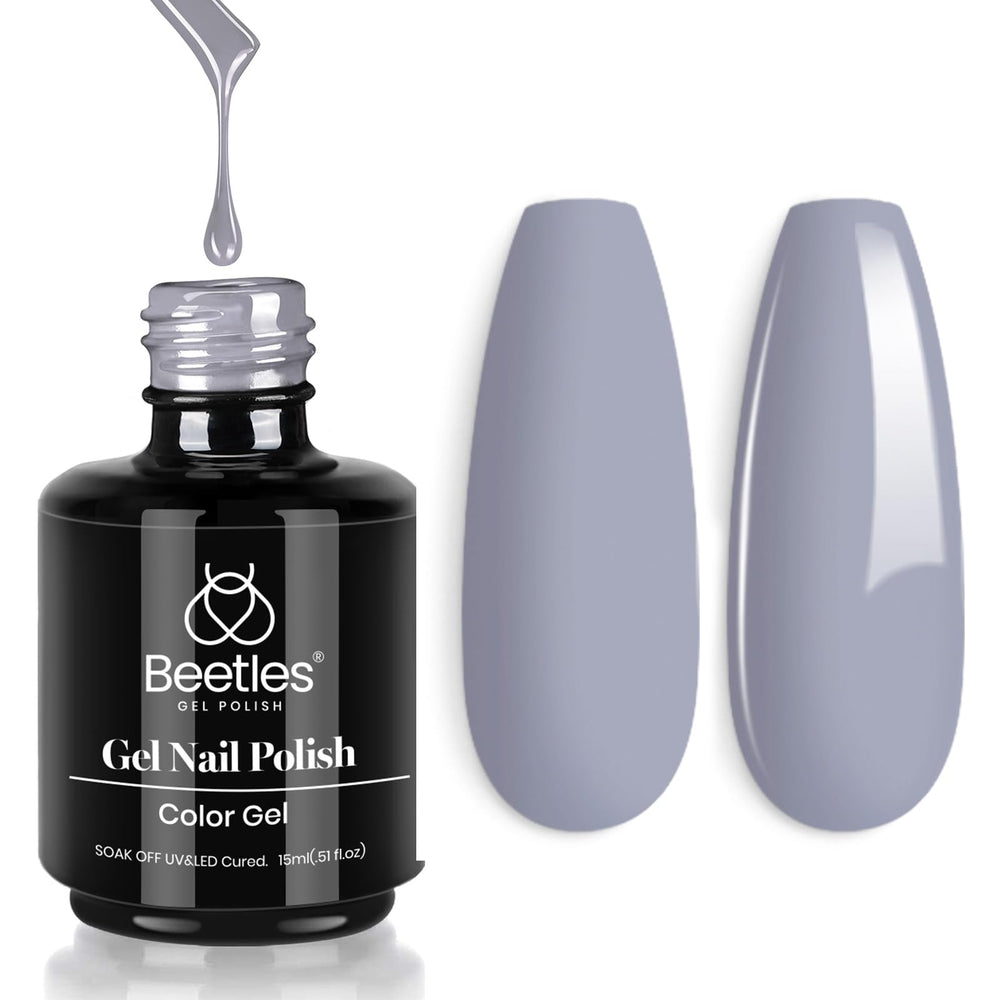 Beetles Gel Polish: bouteille vernis gris bleu, brillance durable prête pour manicure