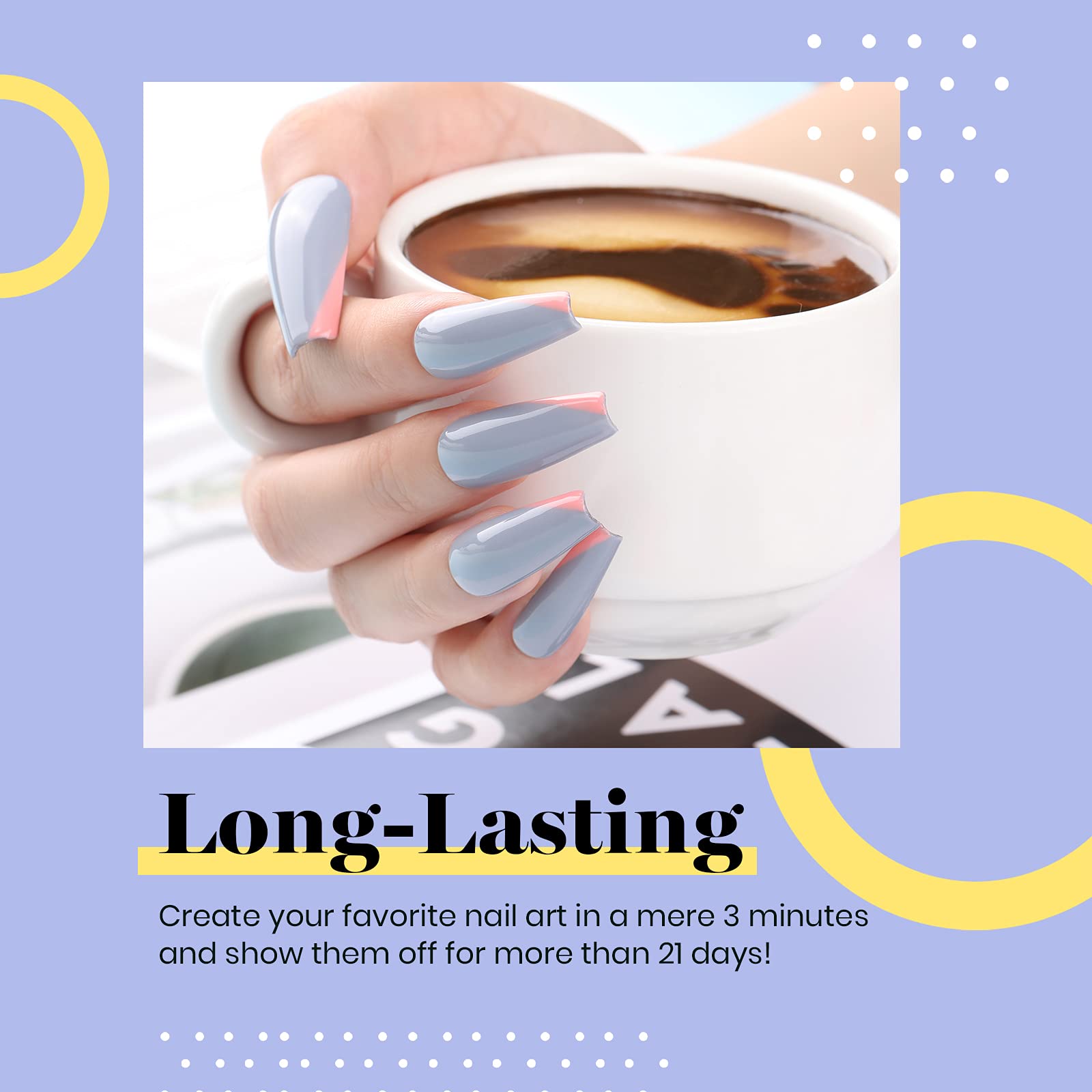 Beetles Gel Polish: manicure à domicile avec vernis gris bleu lumineux