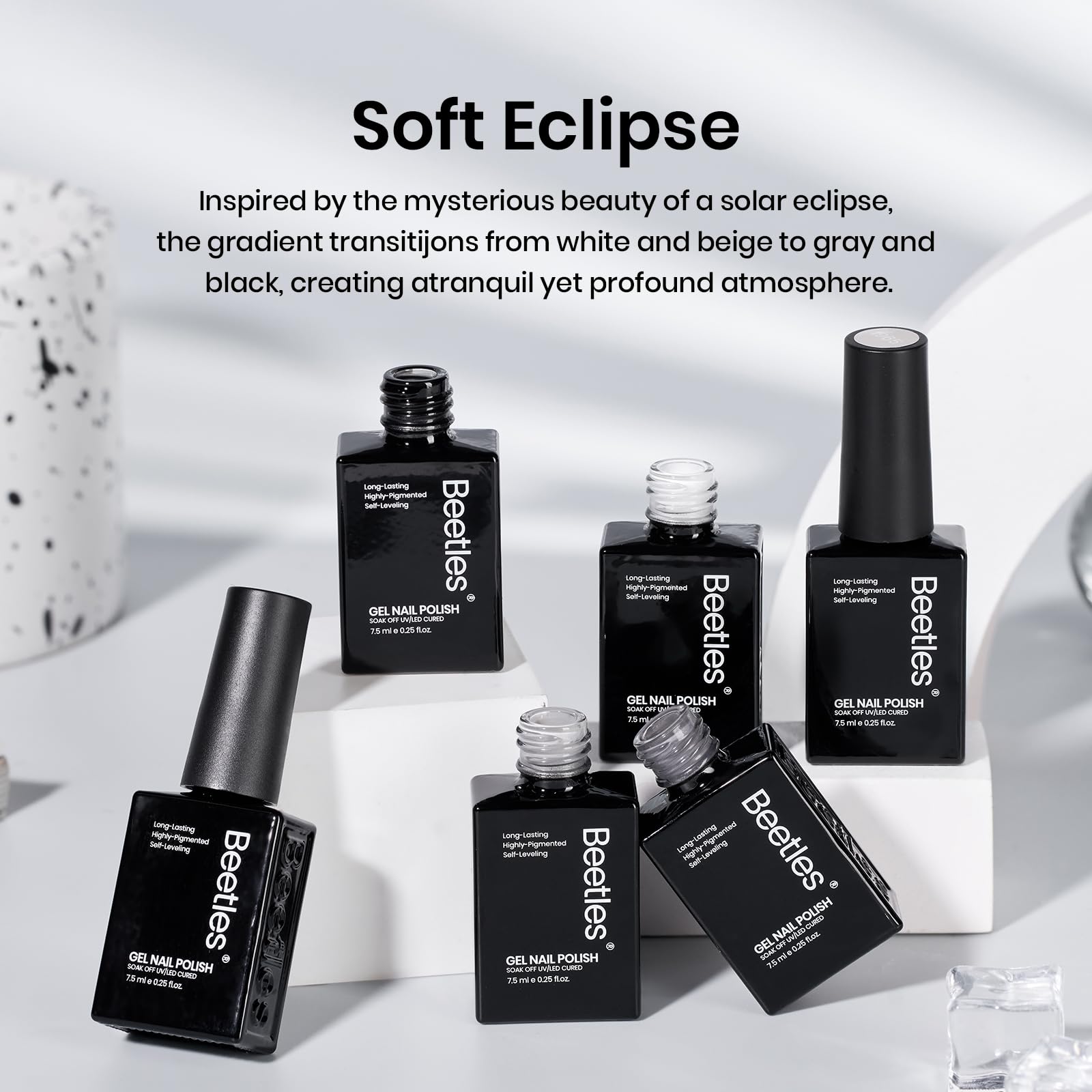 Beetles Vernis Gel gris moderne sur ongles, effet soyeux