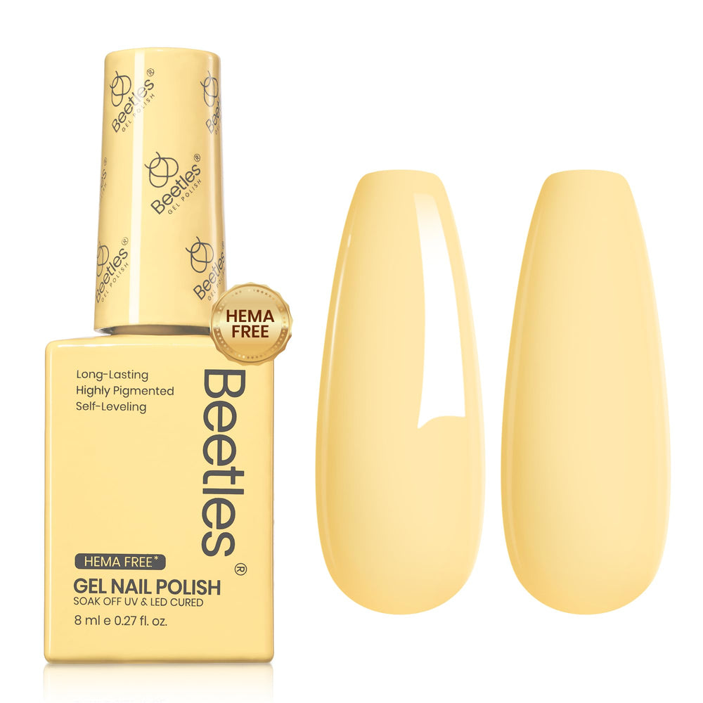 Beetles Butter Time, bouteille jaune pastel 8 ml, pour une manucure durable.