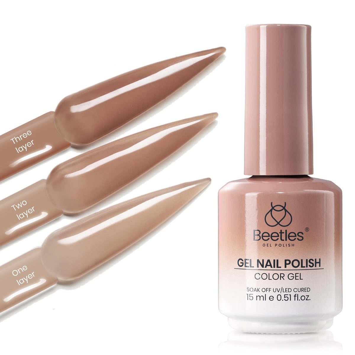 Beetles Vernis Gel Jelly Brun, bouteille visible, fini naturel.