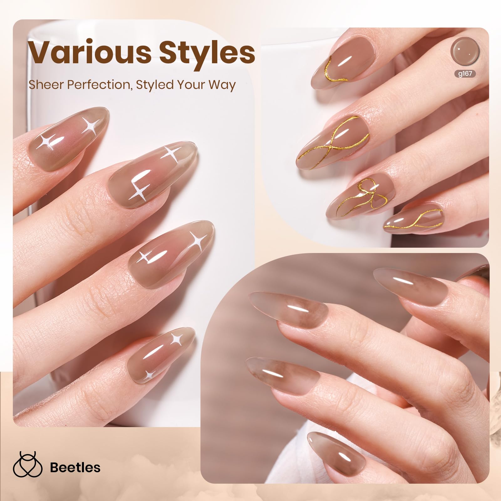 Beetles Vernis Gel Jelly Brun, longue tenue pour un look durable.