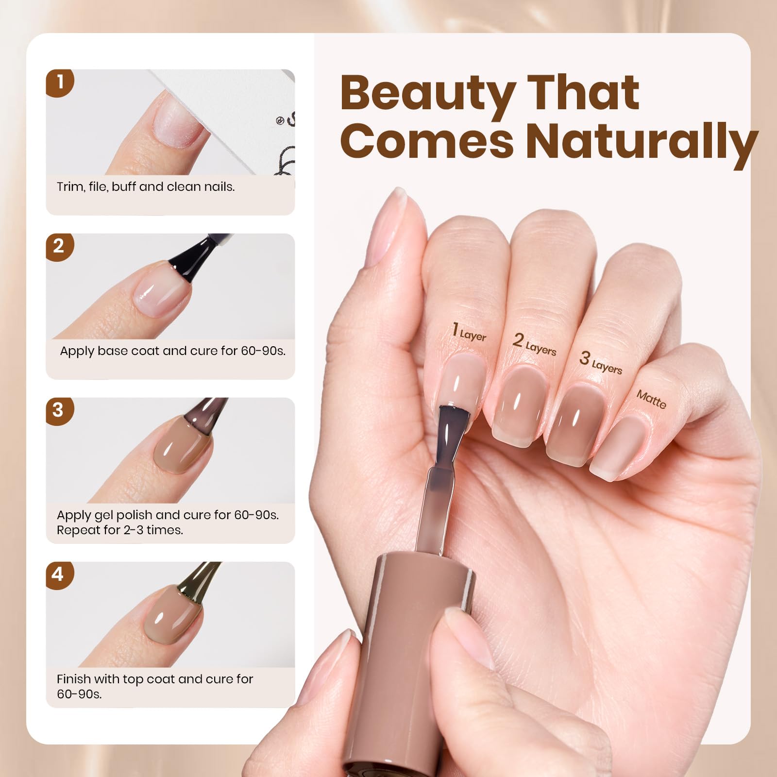 Beetles Vernis Gel Jelly Brun, conseils d’utilisation pour pose sûre.