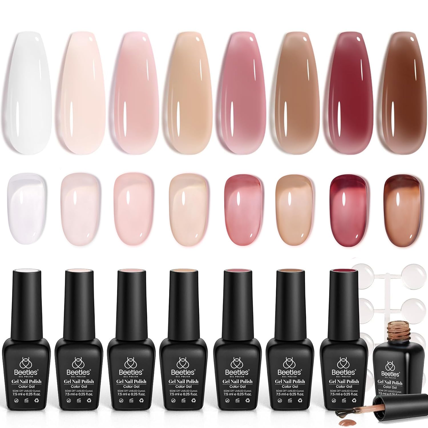 Beetles Jelly Gel: ensemble de huit teintes translucides pour ongles à domicile