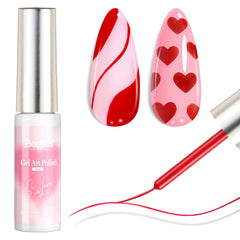 Beetles Gel Polish Liner Valentins Rouge, flacon rouge facilitant lignes nettes et durables.