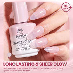 Beetles gel rose paillette, tenue longue durée jusqu’à 28 jours.