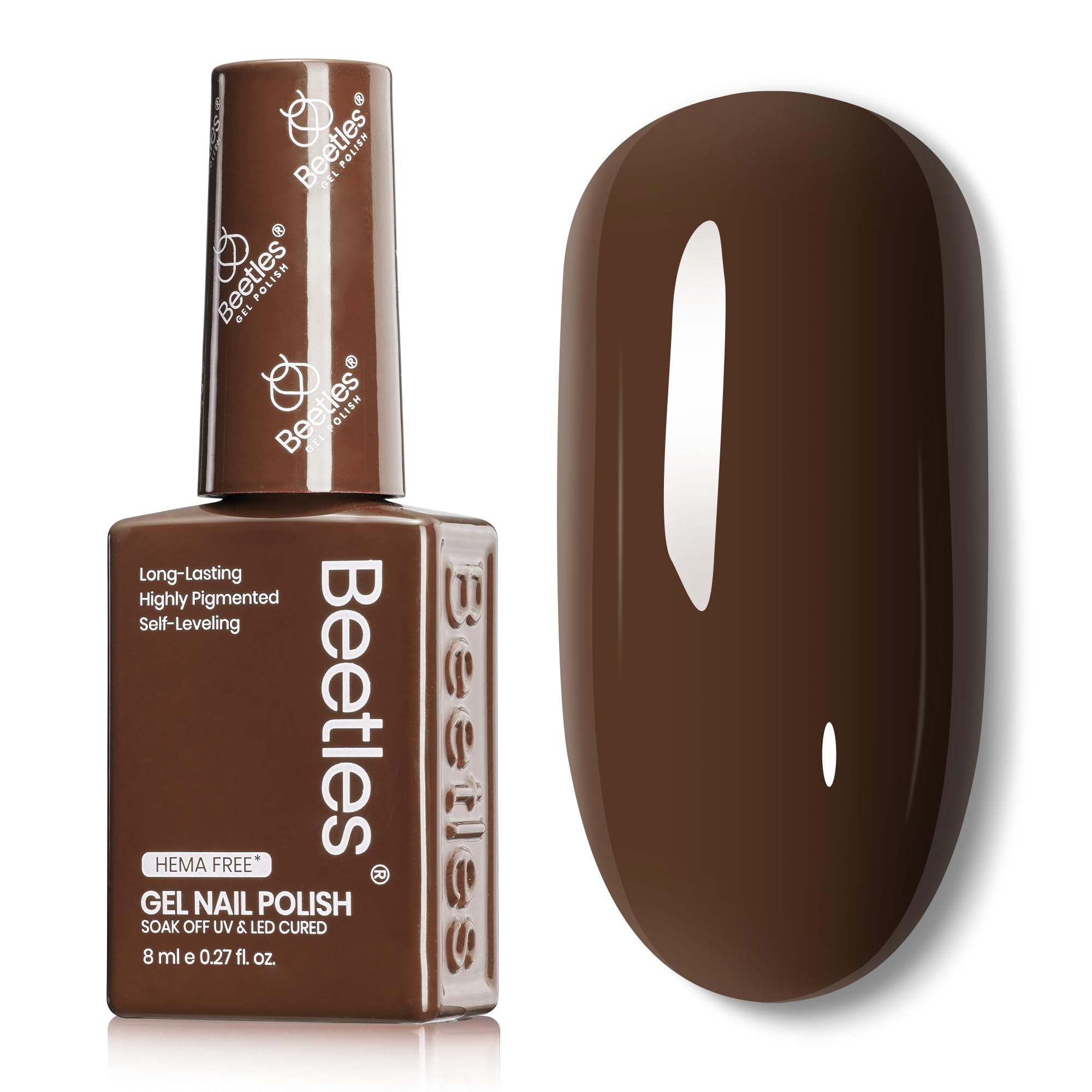 Beetles vernis gel marron foncé en bouteille, couleur durable.
