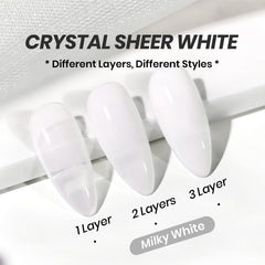 Beetles Milky White: aperçu sur ongles pour un fini naturel et brillant.