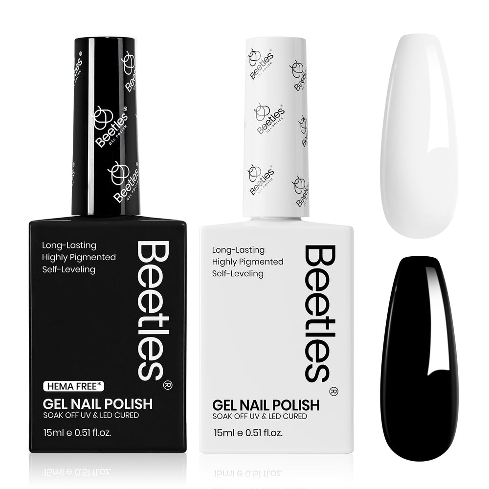 Beetles Gel Polish Monochrome – bouteille noir et blanc avec brillance durable.