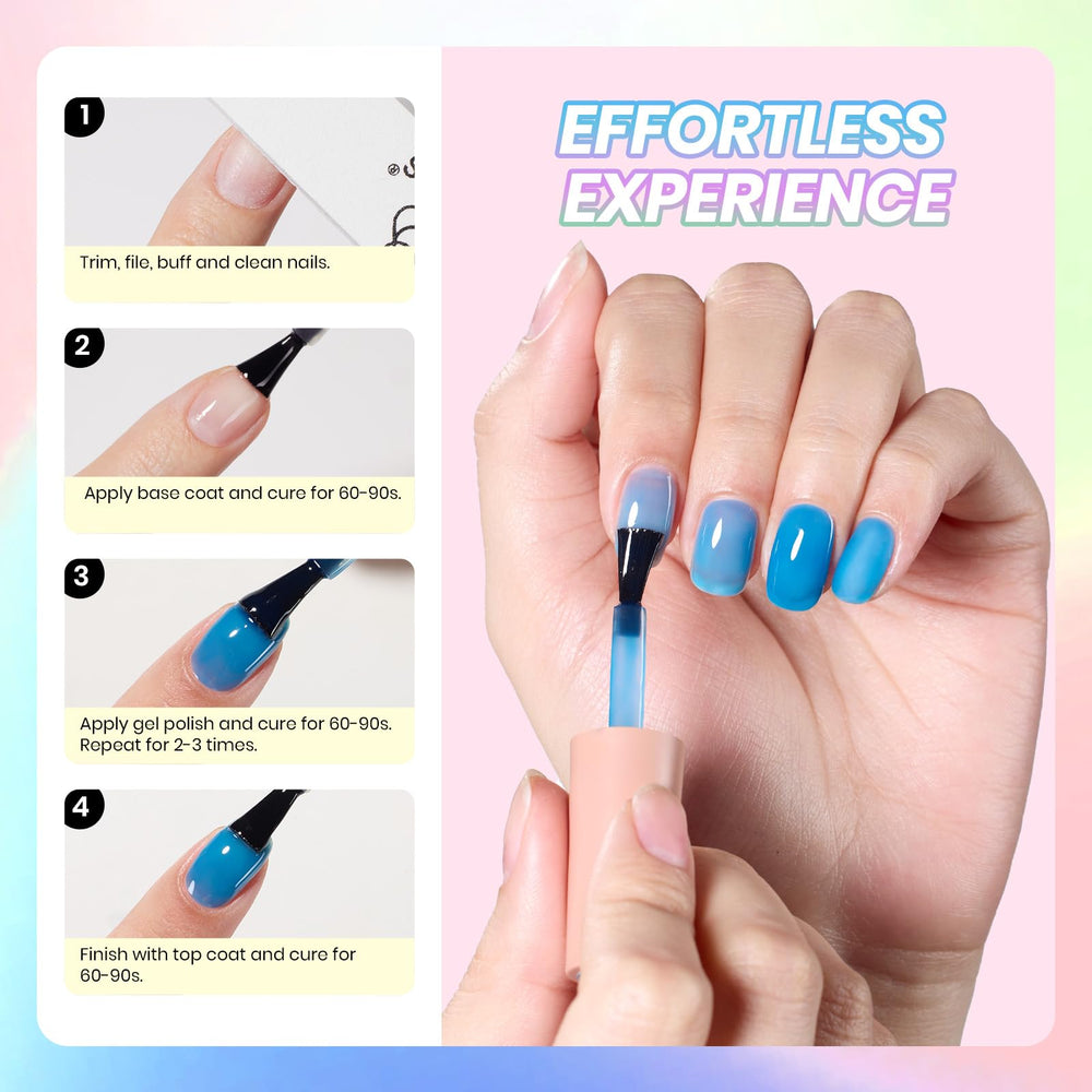 Beetles Neon Gel bleu translucide: tenue longue durée et éclat discret