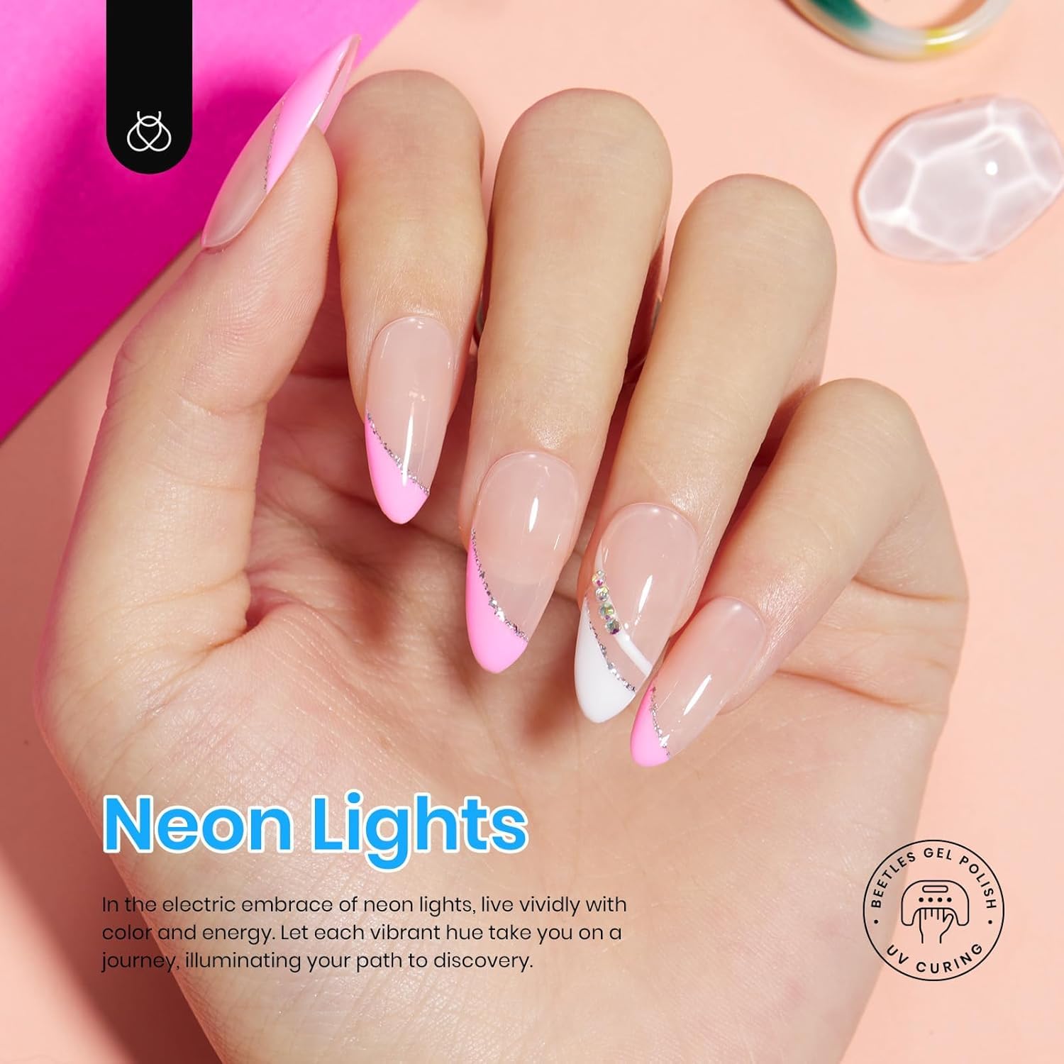 Beetles Vernis Gel bleu néon, éclat vibrant