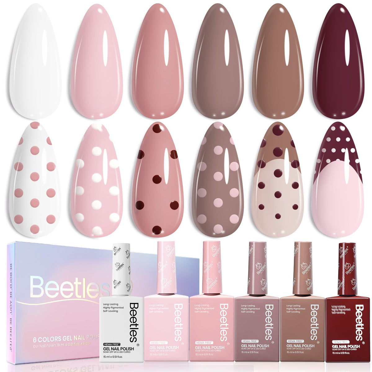 Beetles Vernis Gel neutre: ensemble 6 couleurs naturelles pour tous les looks.