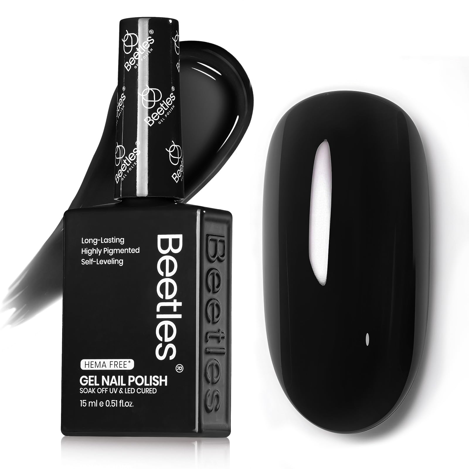Beetles Audrey noir flacon gel noir pour une manucure élégante.