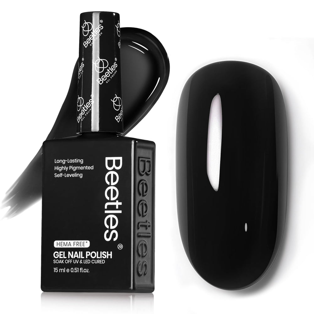 Beetles Audrey noir flacon gel noir pour une manucure élégante.