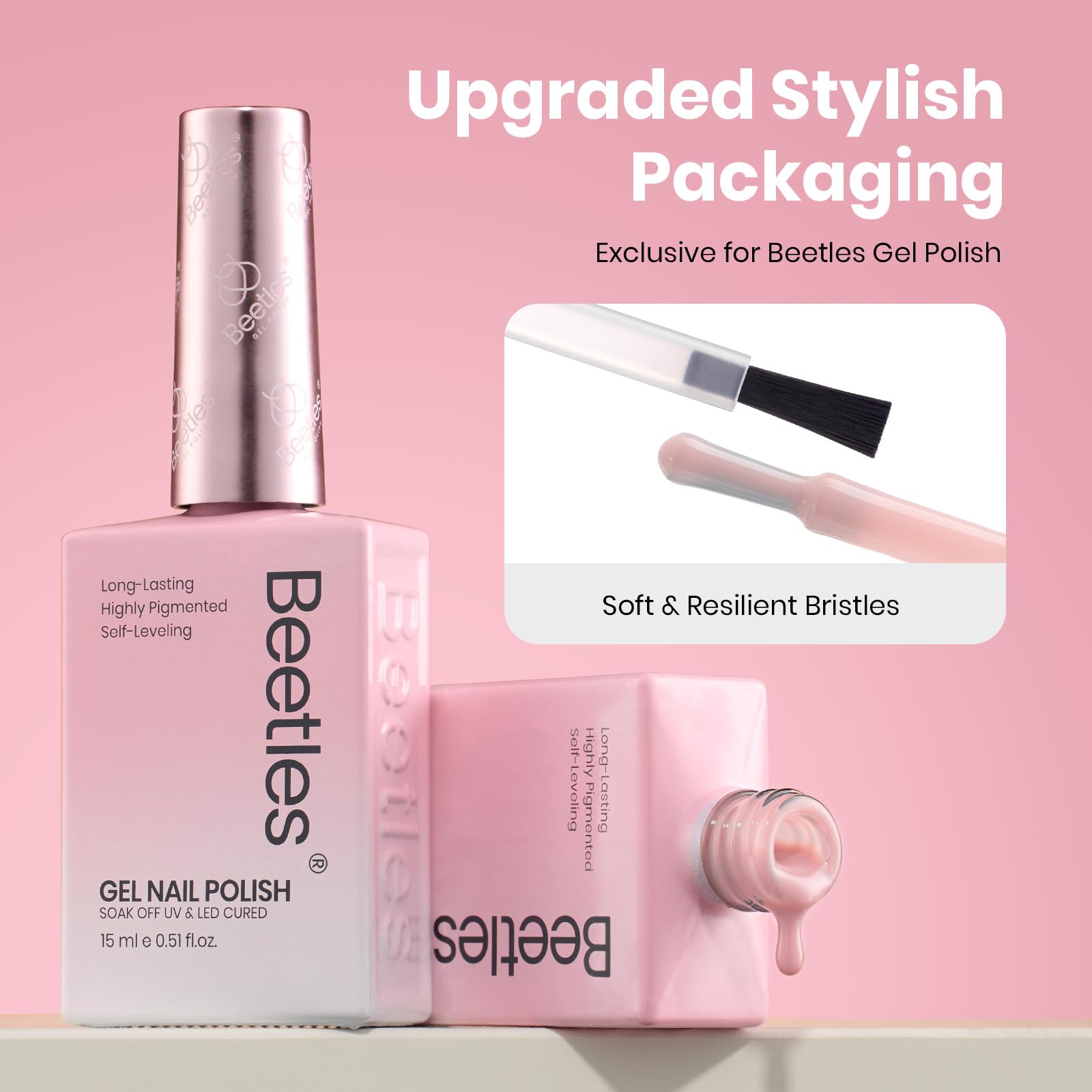 Beetles Vernis Gel Nude Rose: compatible avec base et top coat.