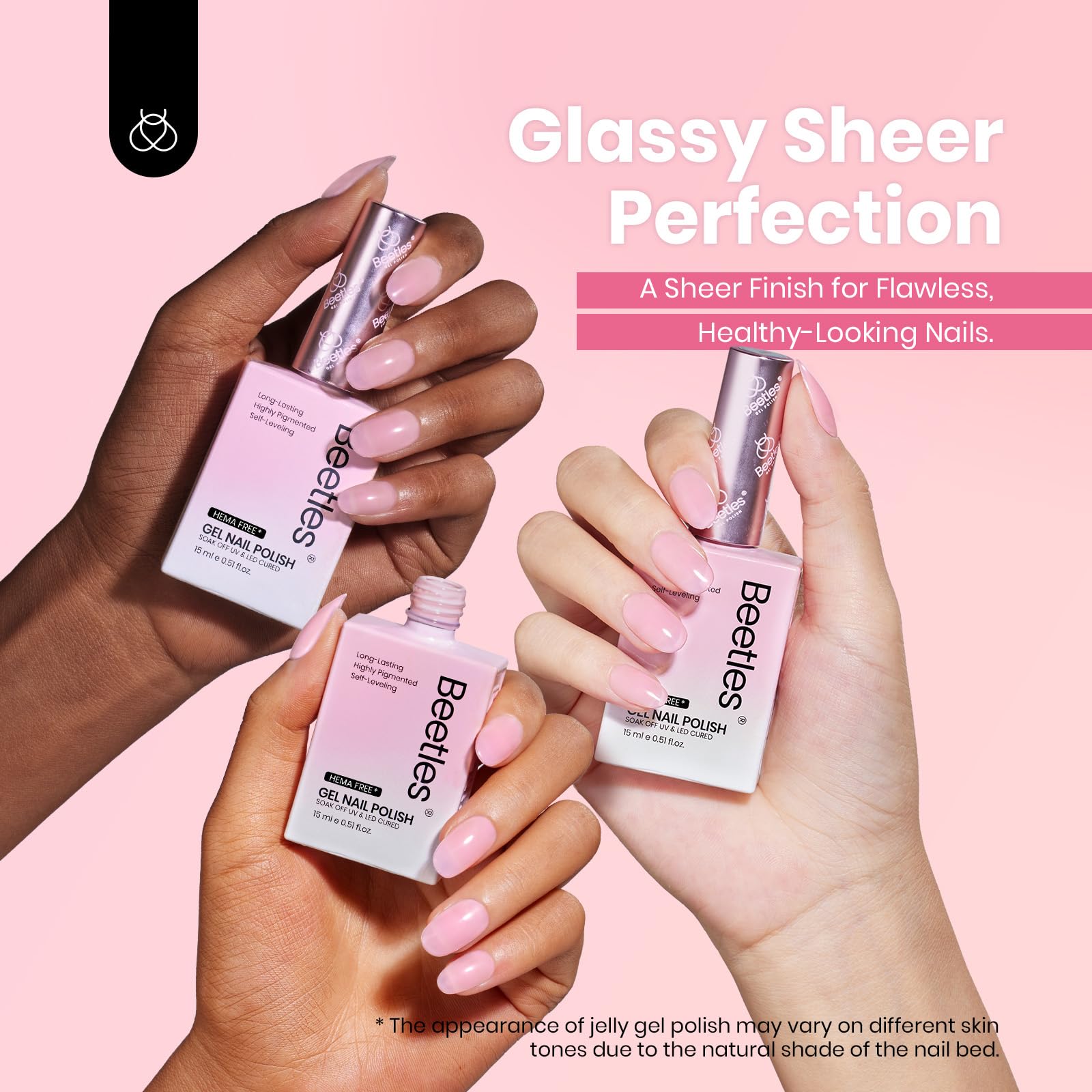 Beetles Vernis Gel Nude Rose – cuisson rapide sous lampe UV/LED entre 60 et 120 s.