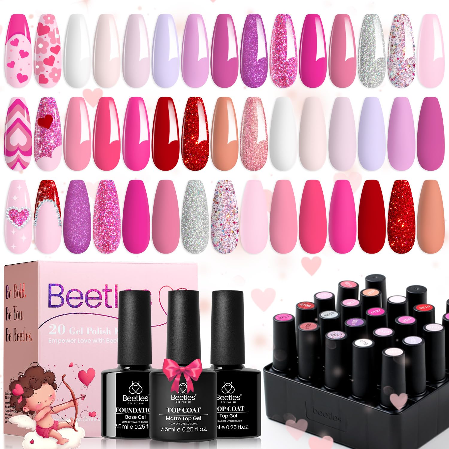 Nuances nude et rose polyvalentes dans le kit Beetles Gel Polish