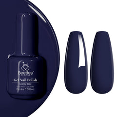 Beetles Gel Polish Bleu Nuit Profond, bouteille 15ml, finition brillante et durable.