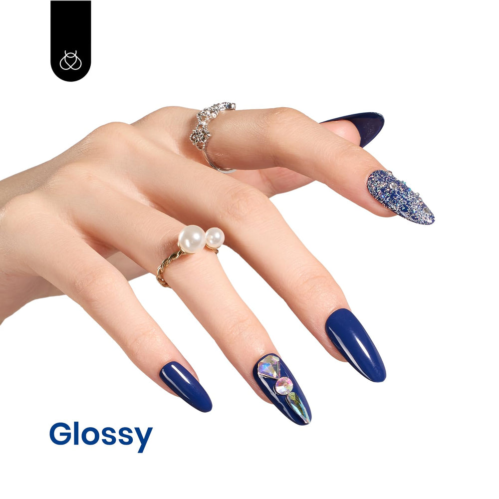 Beetles Gel Polish Bleu Nuit Profond, cure rapide sous lampe LED, résultat pro.