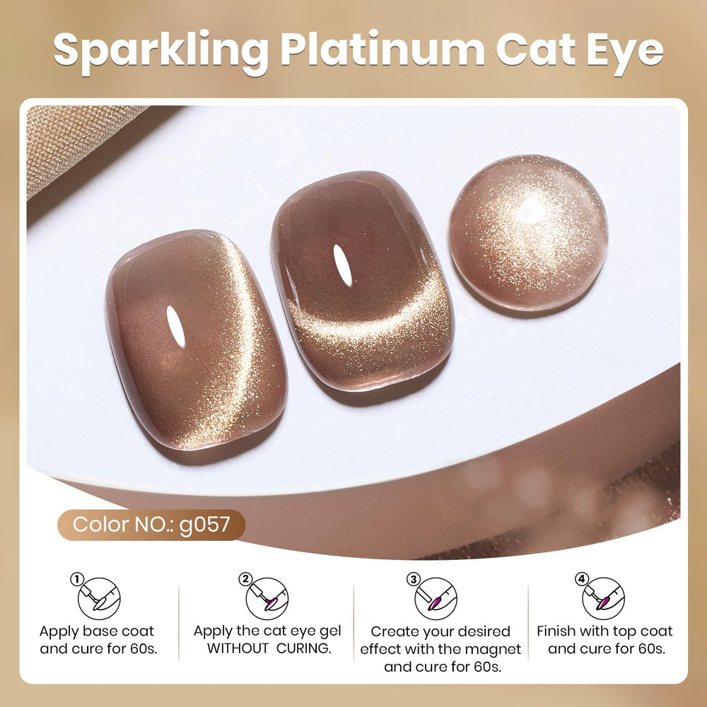 Beetles Vernis Gel œil-chat brun cannelle avec aimant pour effet Cat Eye.