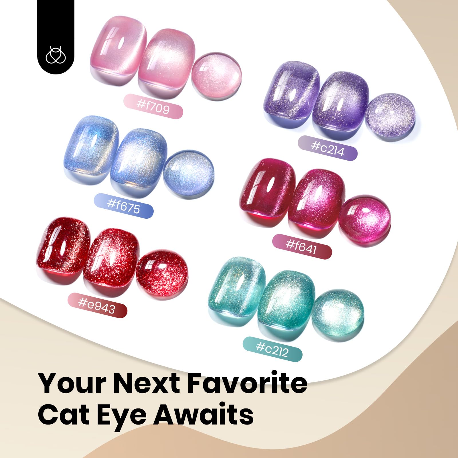 Beetles Vernis Gel œil-chat brun cannelle, couches pour effet Cat Eye renforcé.