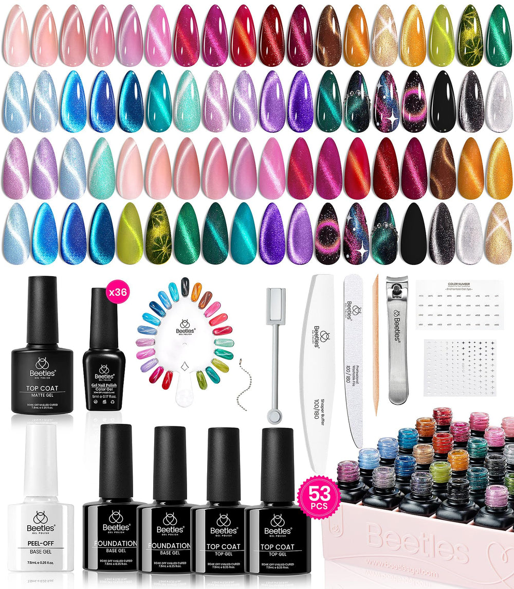 Beetles vernis gel œil-chat avec 36 couleurs pour créer des designs variés.